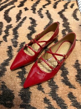 Sam Edelman Cass Red Pointed Mary Jane Flats - Women